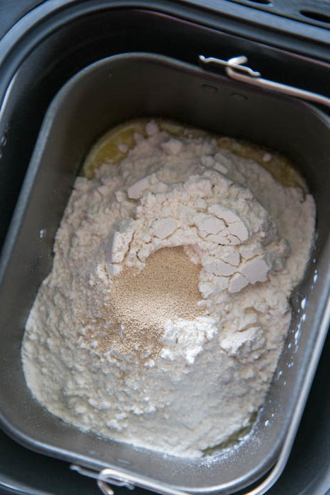 photo showing ingredients in the bread machine