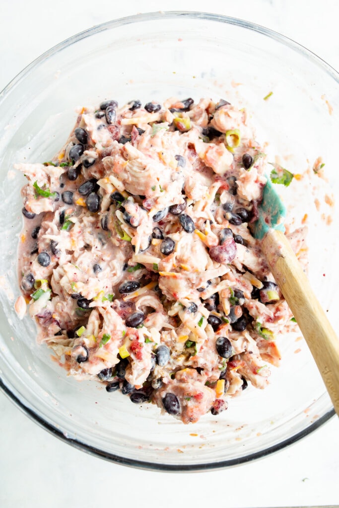 Filling ingredients mixed together in a bowl