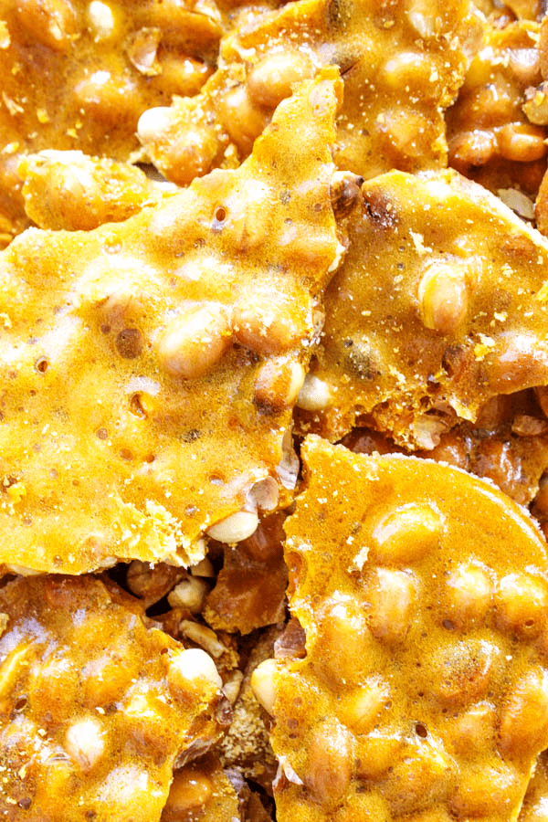 overhead photo of the peanut brittle.