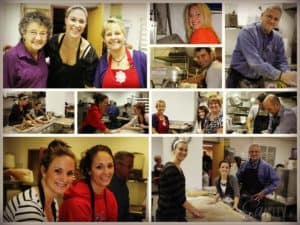 photo collage of family members helping to make Grandpa's Cinnamon Rolls