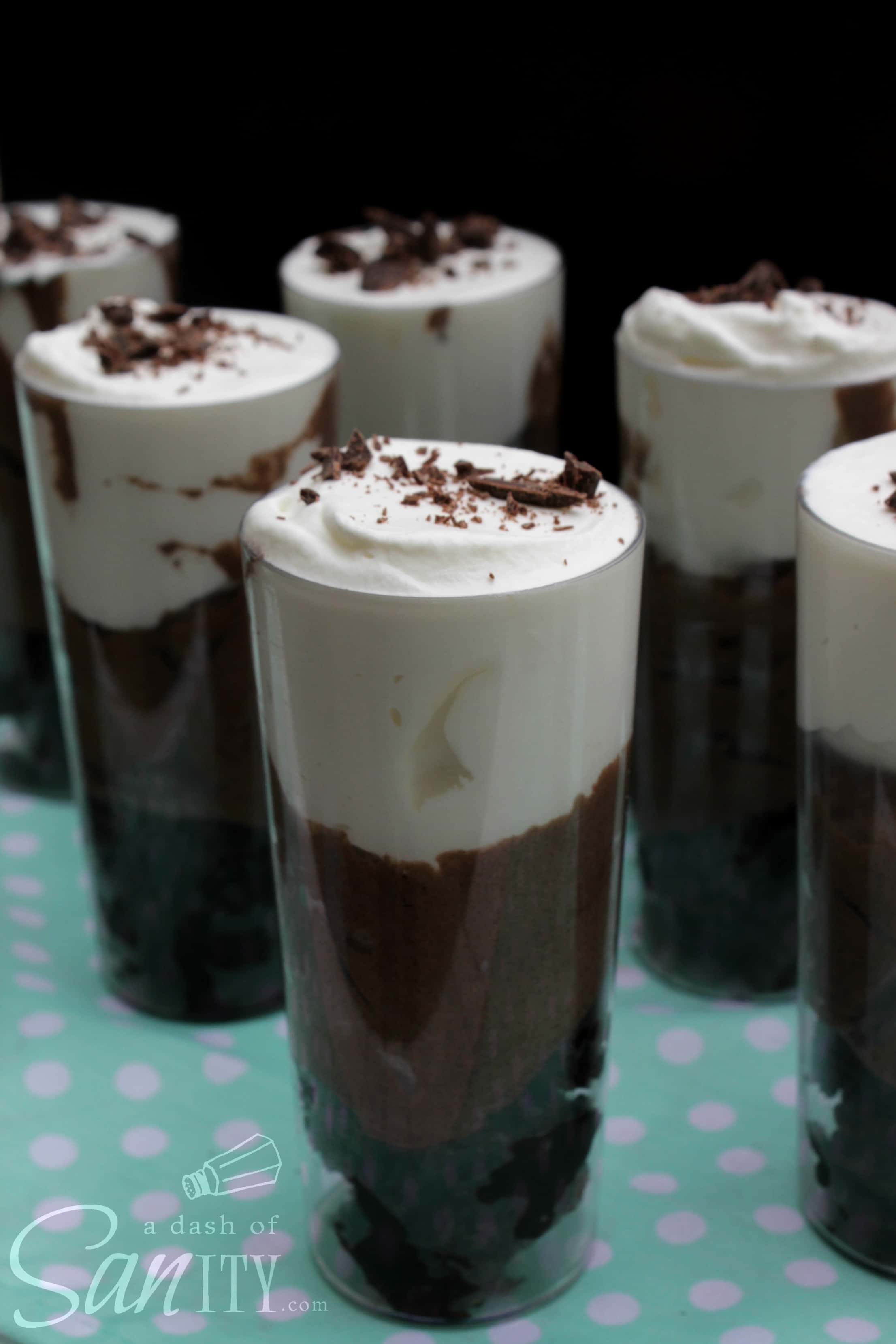 Kahlua Brownie & Chocolate Mousse Shooters prepared