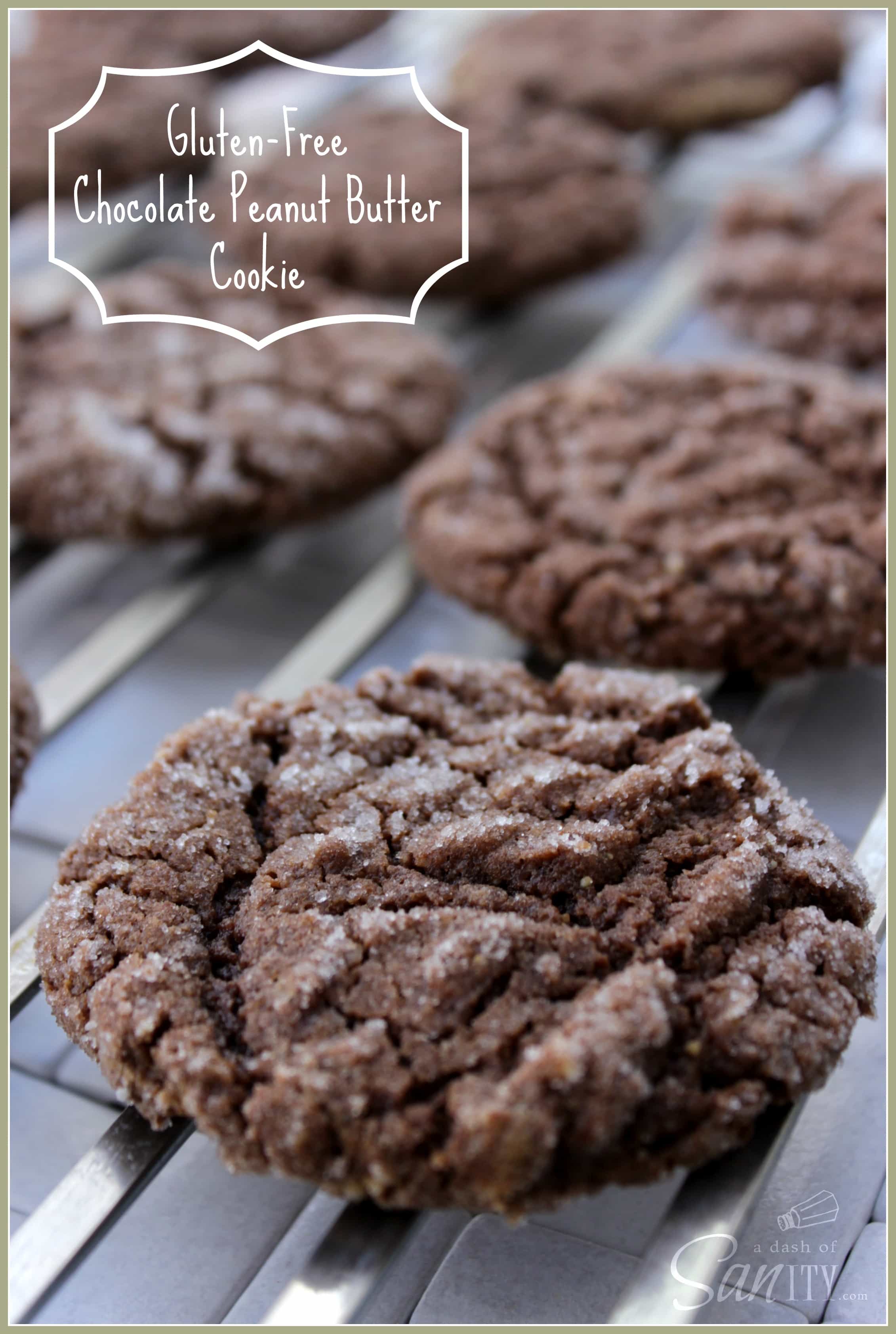 Gluten Free Chocolate Peanut Butter Cookies on a metal cooling rack