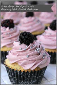 Lemon-Poppy Seed Cupcake with Blackberry White Chocolate Buttercream