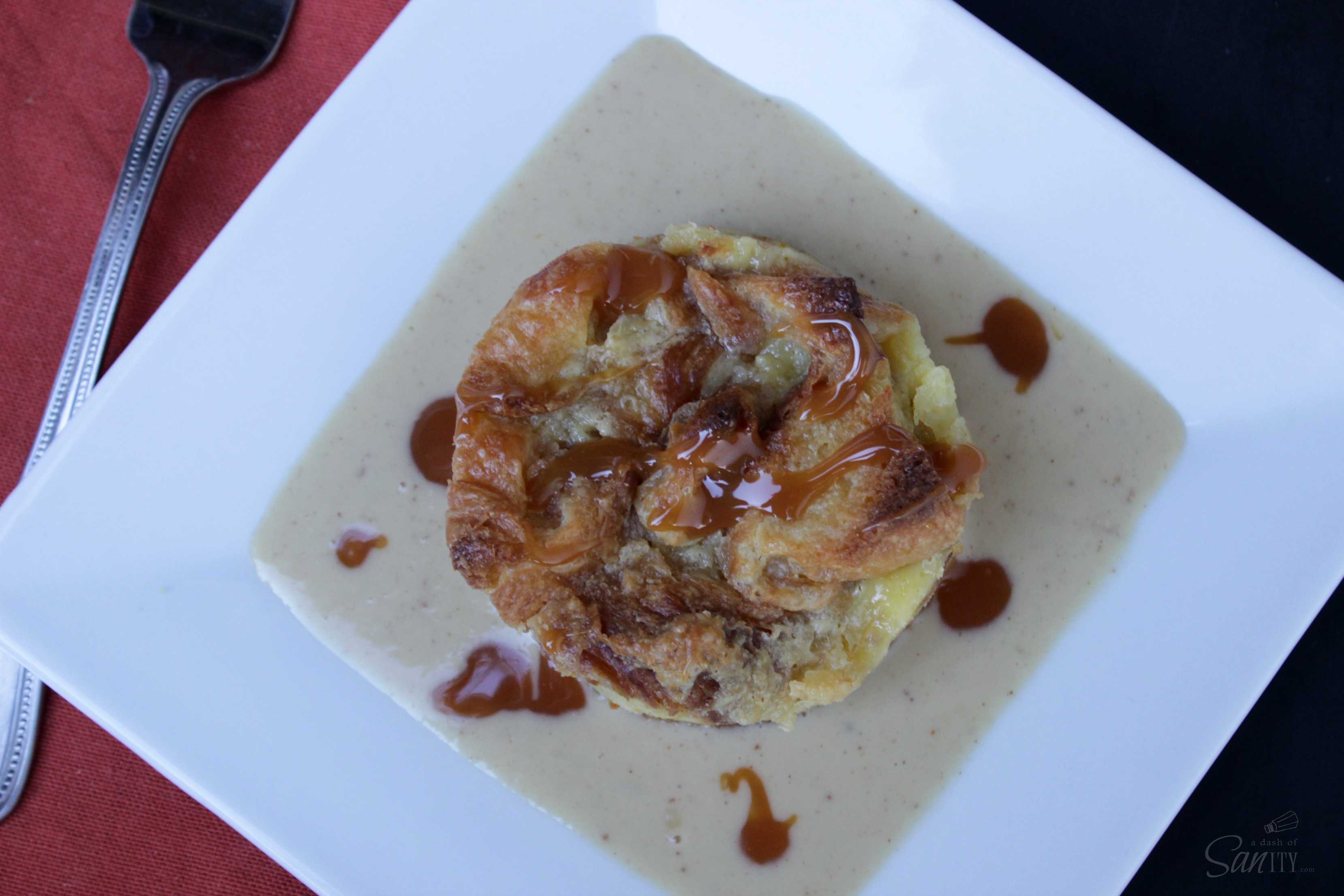 White Chocolate Croissant Bread Pudding with Cinnamon Dulce Sauce is a rich and flavorful treat, perfect for a decadent breakfast or dessert.