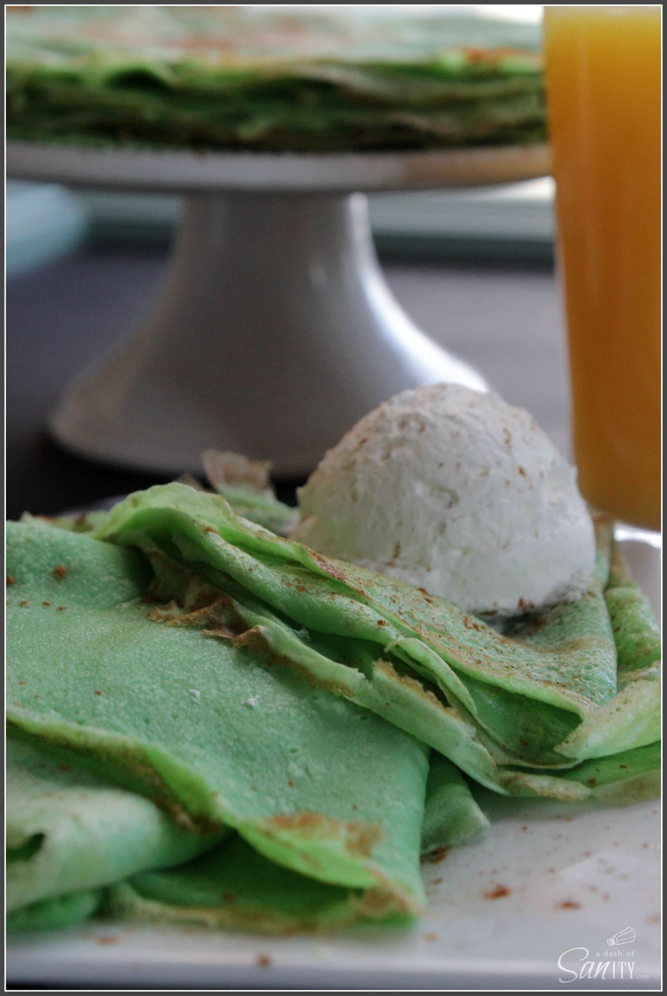 Irish Crème Crepes - a sweet crepe that can be served any time of the day, garnish w/ cinnamon vanilla bean whipped cream to perfectly round out this dish.