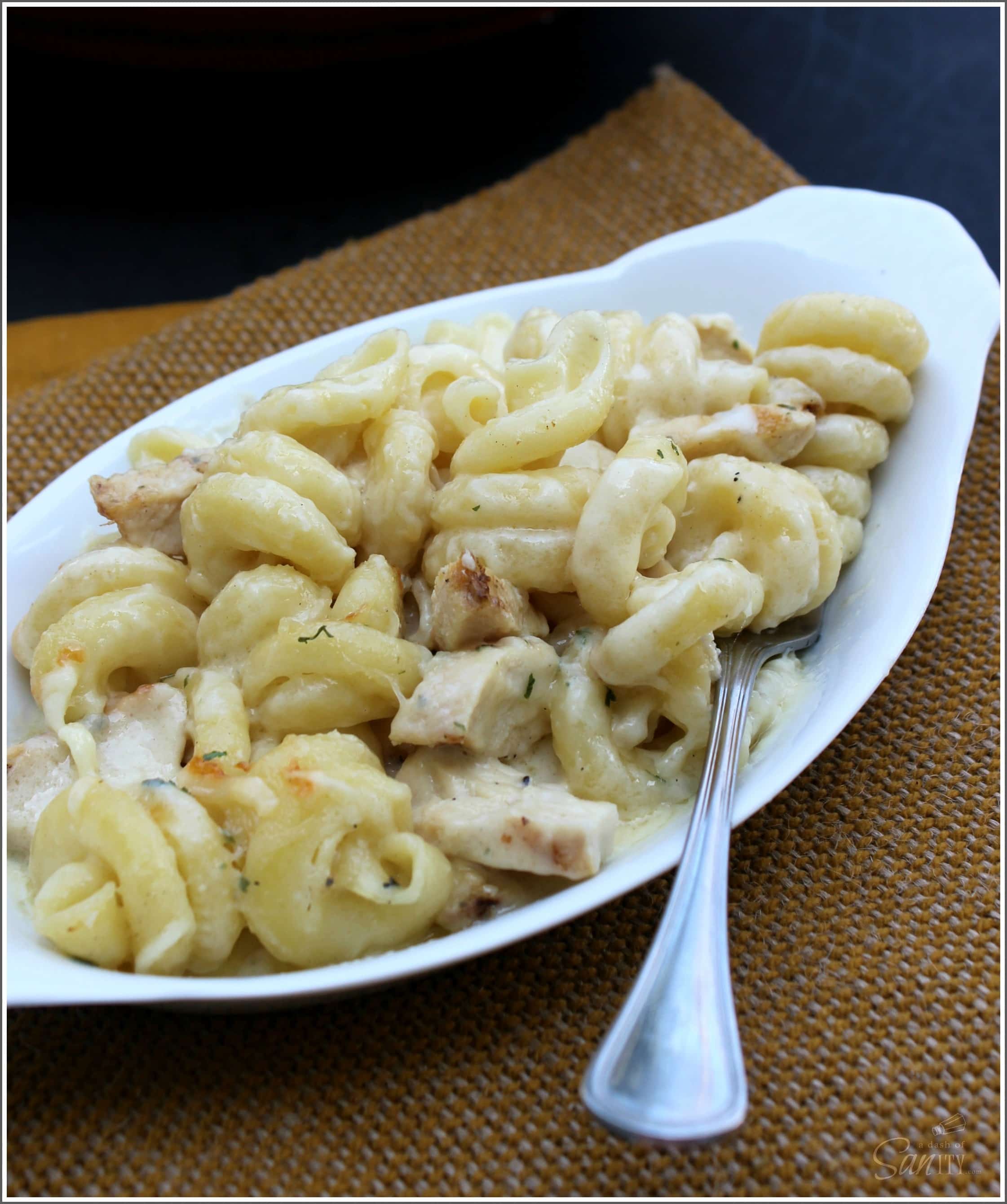 Four Cheese Chicken Pasta Bake is a rich and creamy pasta bake made with a four cheese sauce, chicken and noodles. Easy to prepare and even better to share.