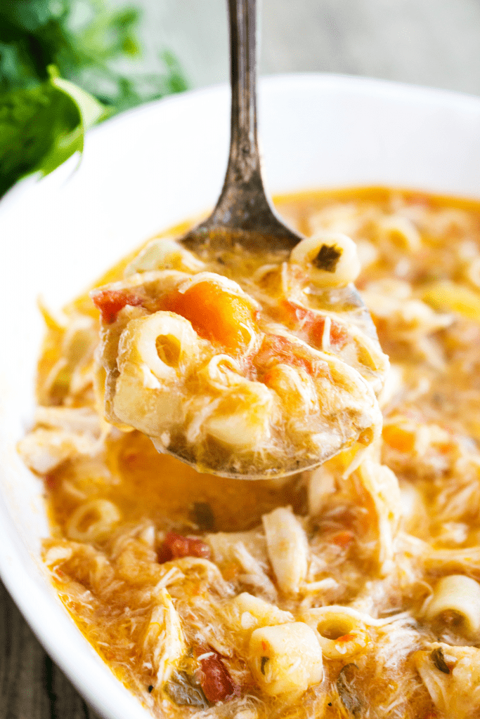 photo of Sicilian Chicken Soup being spooned out of the bowl