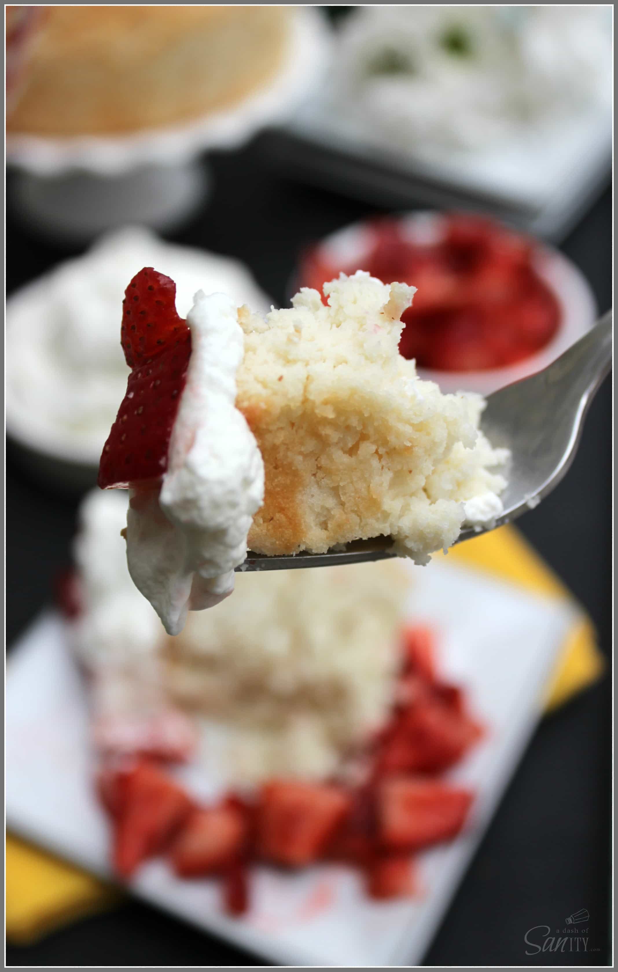 Gluten Free Coconut Angel Food Cake made with coconut flour and topped with coconut whipped cream and fresh strawberries, this is a dessert all will enjoy.