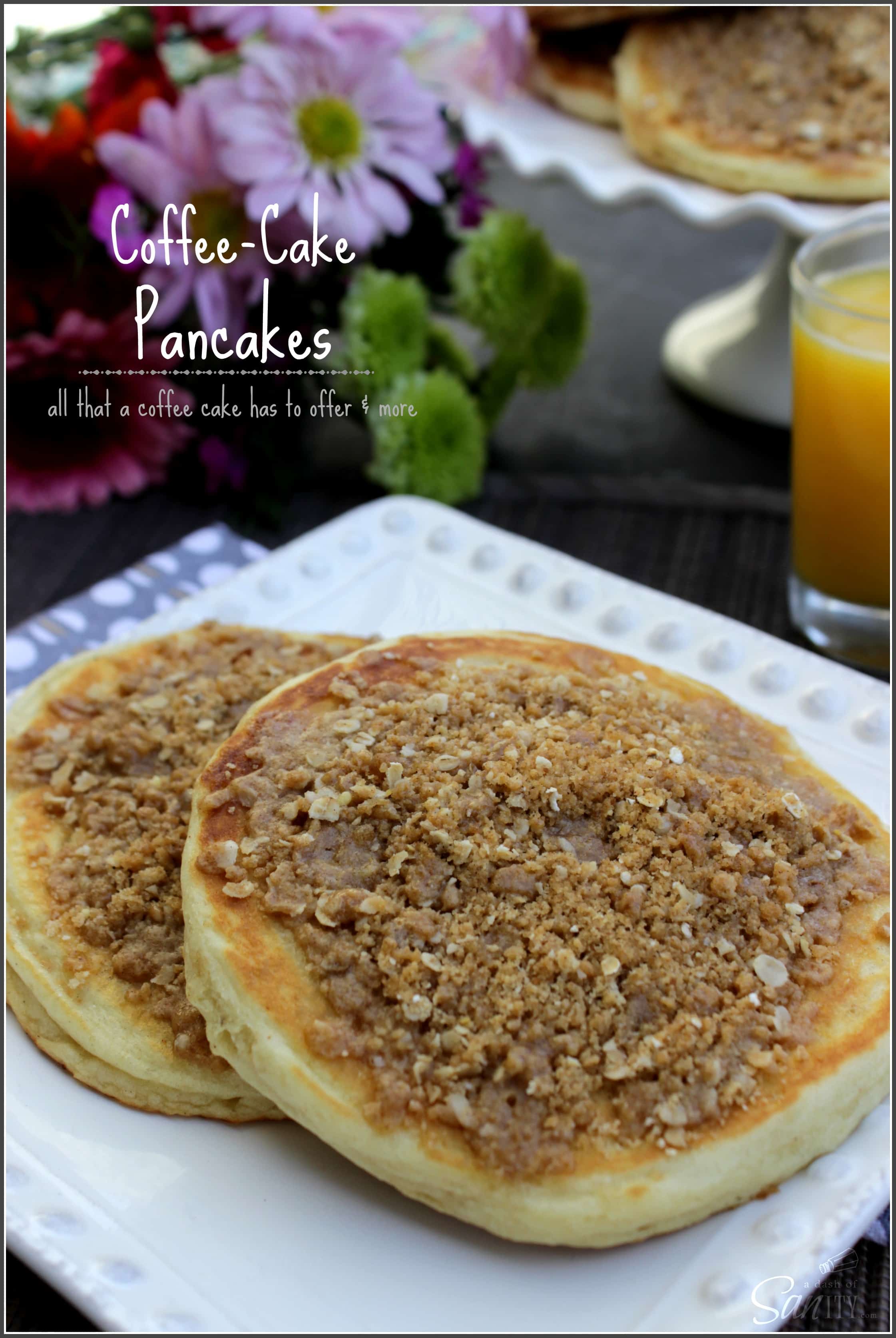 These Coffee Cake Pancakes are our new favorite breakfast treat. They have all the delicious flavors a classic coffee cake has to offer and more. Coffee Cake Pancakes