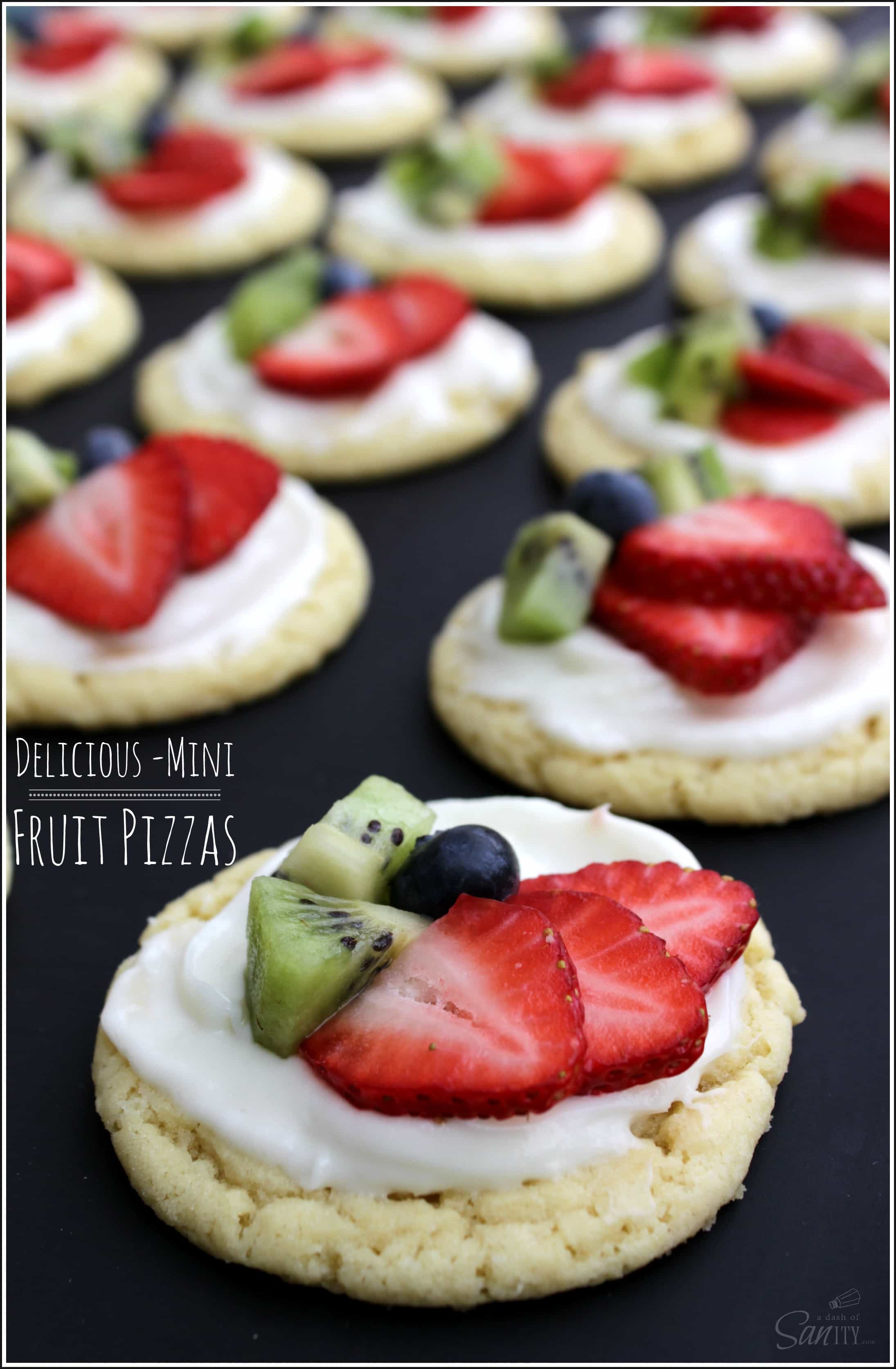 Mini Fruit Pizzas close up shot