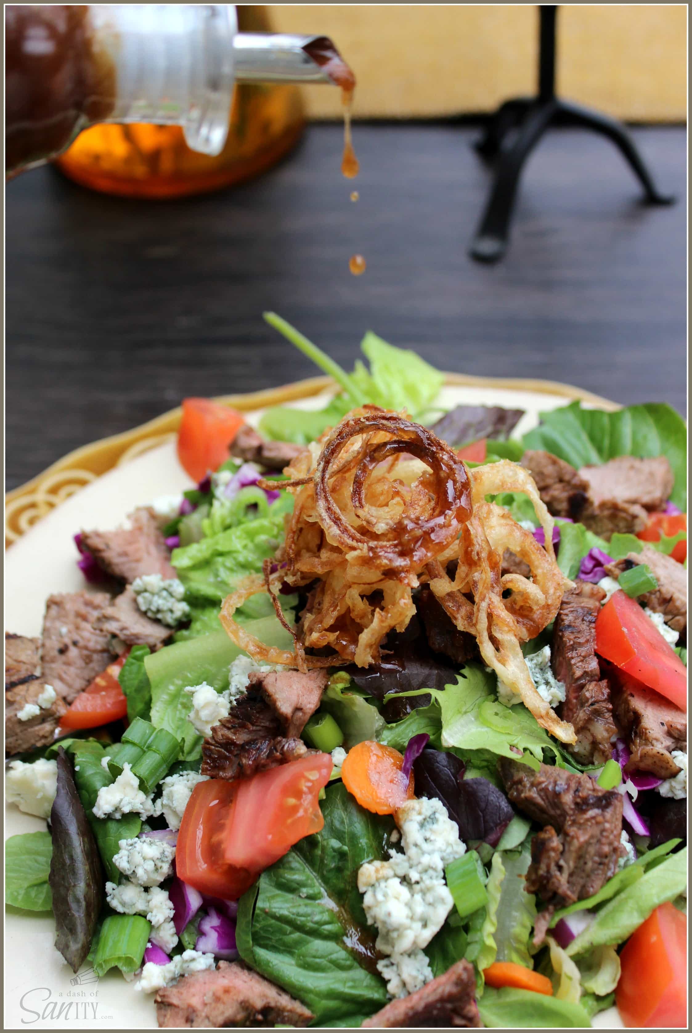 Steak & Blue Cheese Salad with Ginger Balsamic Vinaigrette is a perfectly balanced main course salad that will have you licking the plate clean.