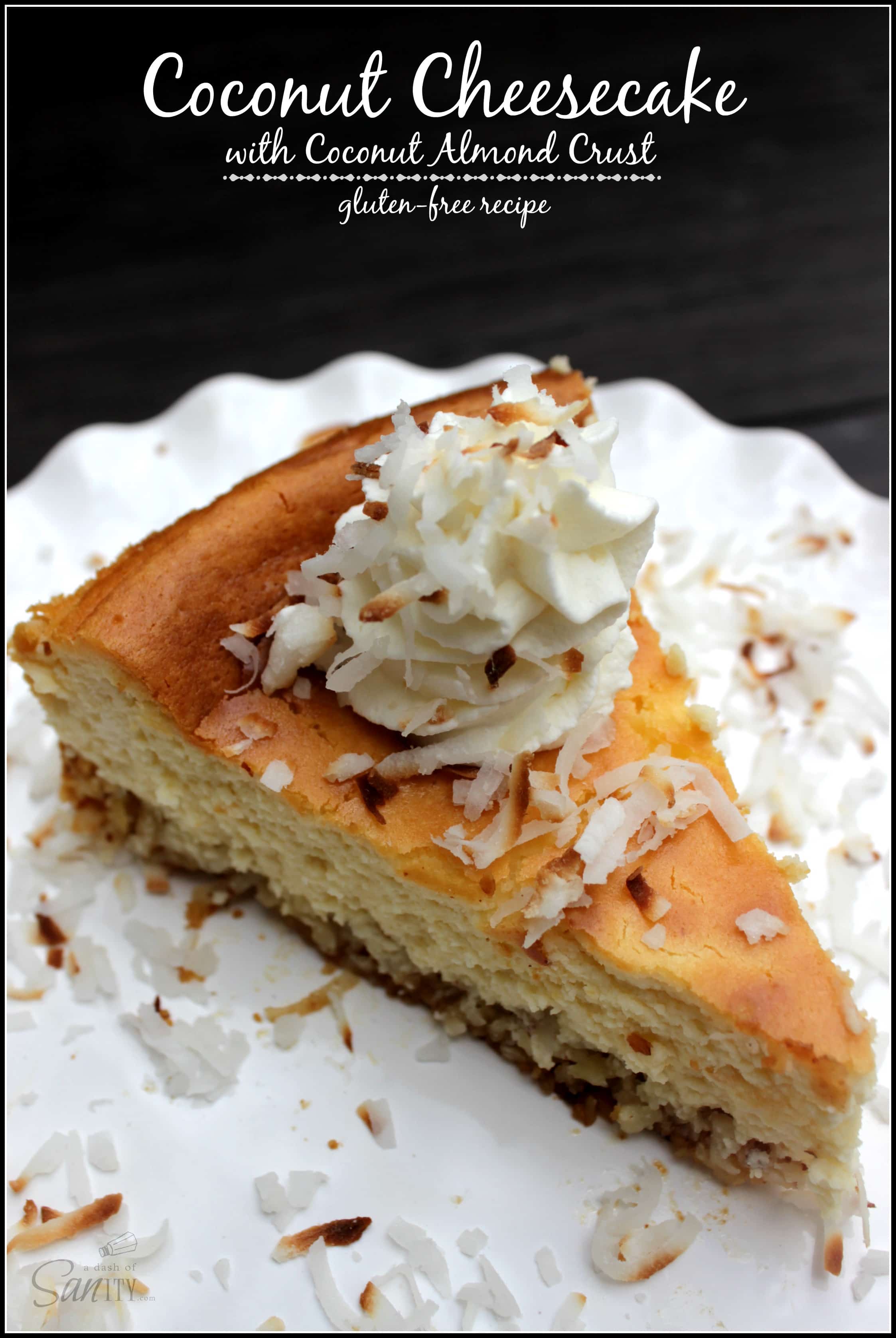 Coconut Cheesecake with Coconut Almond Crust is a creamy gluten free dessert. This unique crust offers a touch of sweetness with the coconut and almonds. Coconut Cheesecake with Coconut Almond Crust & $550 Amazon Gift Card Giveaway!