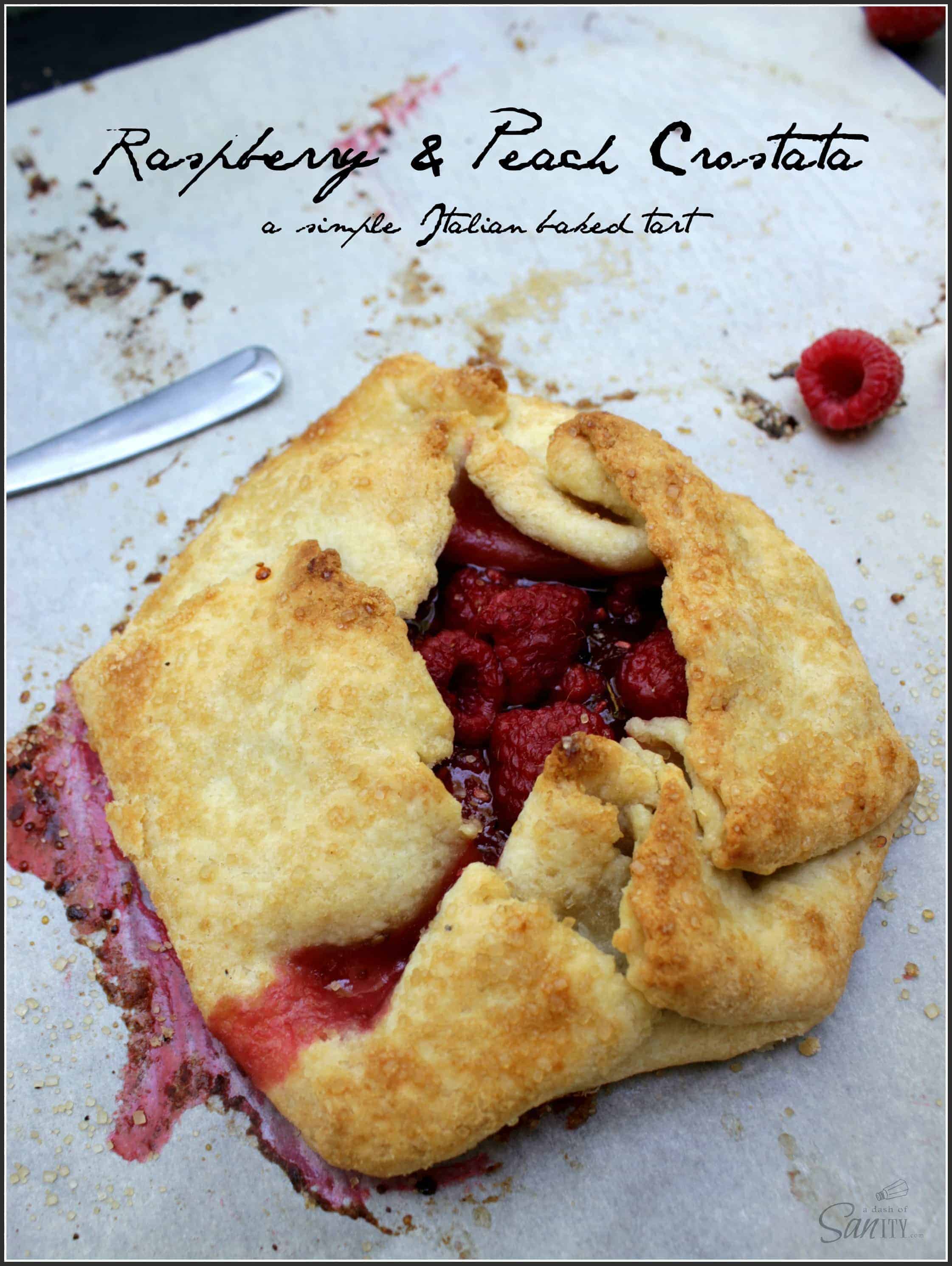 peach and raspberry crostata