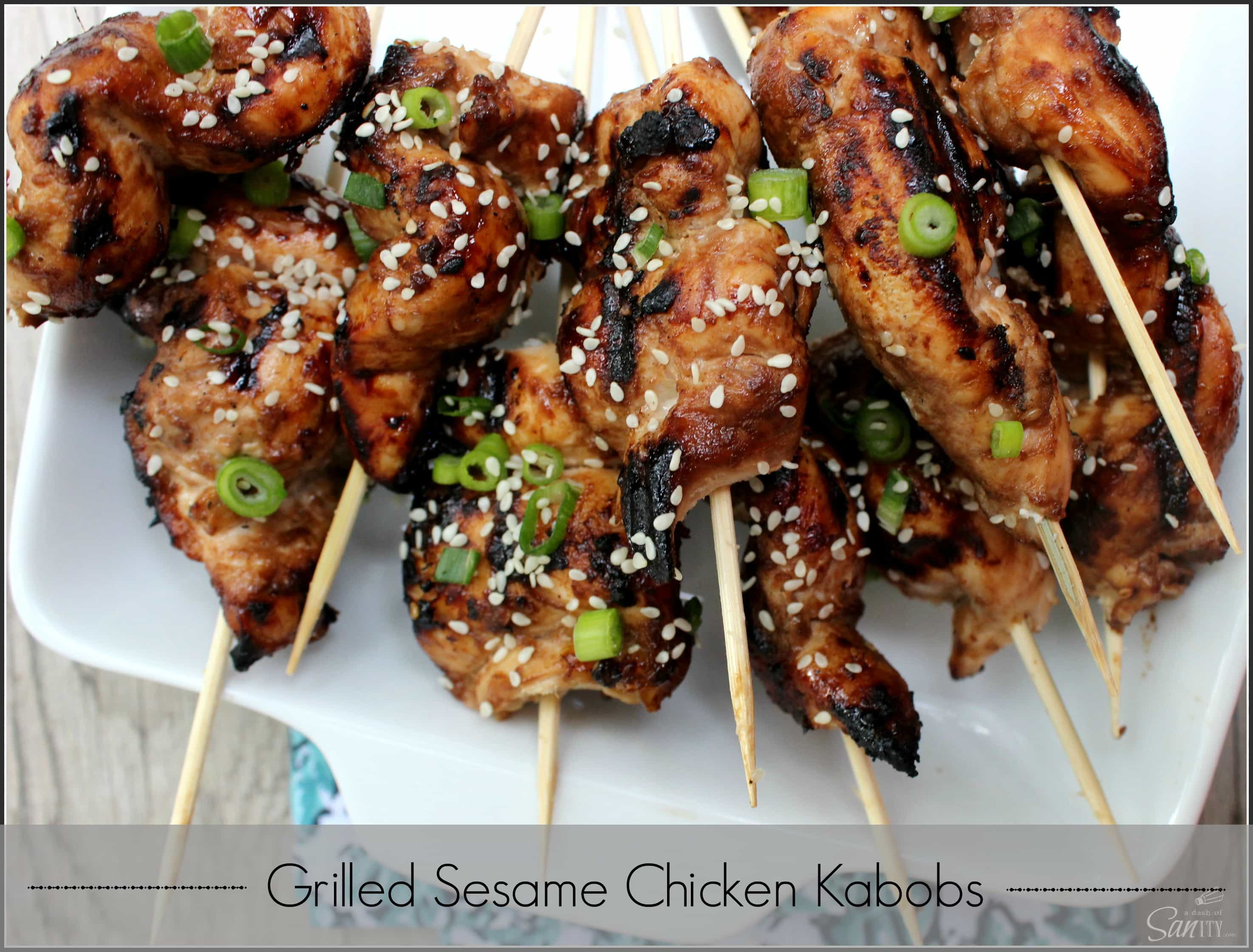 Grilled Sesame Chicken Kabobs are a fun & healthier version of our favorite Chinese take out chicken recipe. Easy, delicious, and juicy chicken. Grilled Sesame Chicken Kabobs | healthier version of our favorite Chinese Take-Out recipe