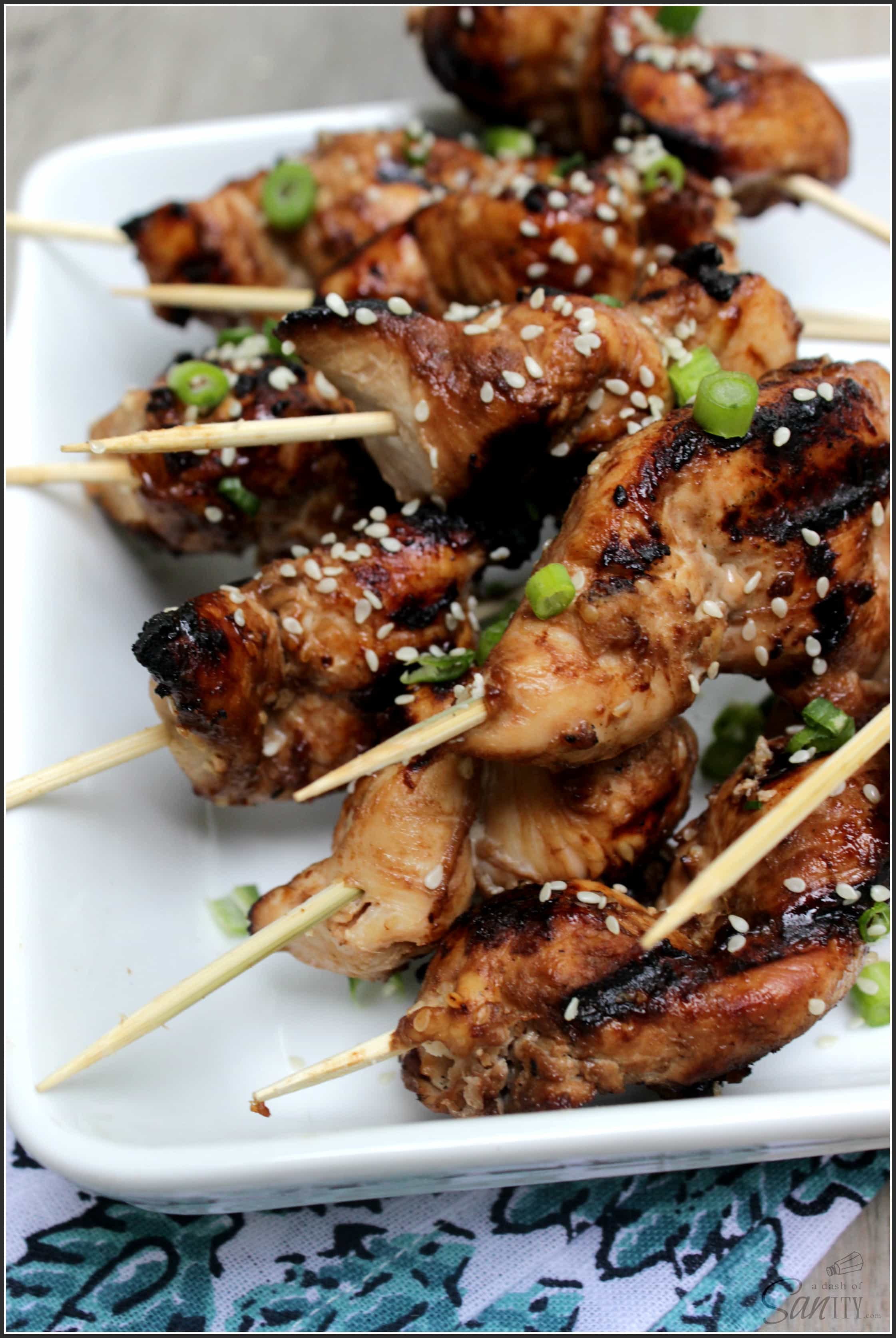 Grilled Sesame Chicken Kabobs are a fun & healthier version of our favorite Chinese take out chicken recipe. Easy, delicious, and juicy chicken. Grilled Sesame Chicken Kabobs are a fun & healthier version of our favorite Chinese take out chicken recipe. Easy, delicious, and juicy chicken.