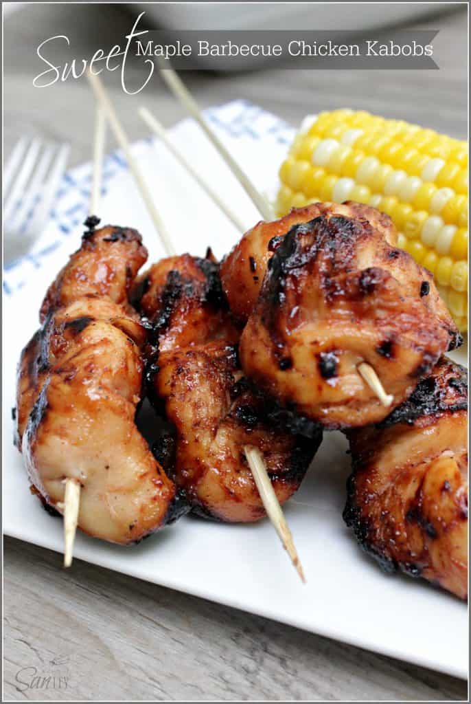 close up shot bbq chicken kabobs