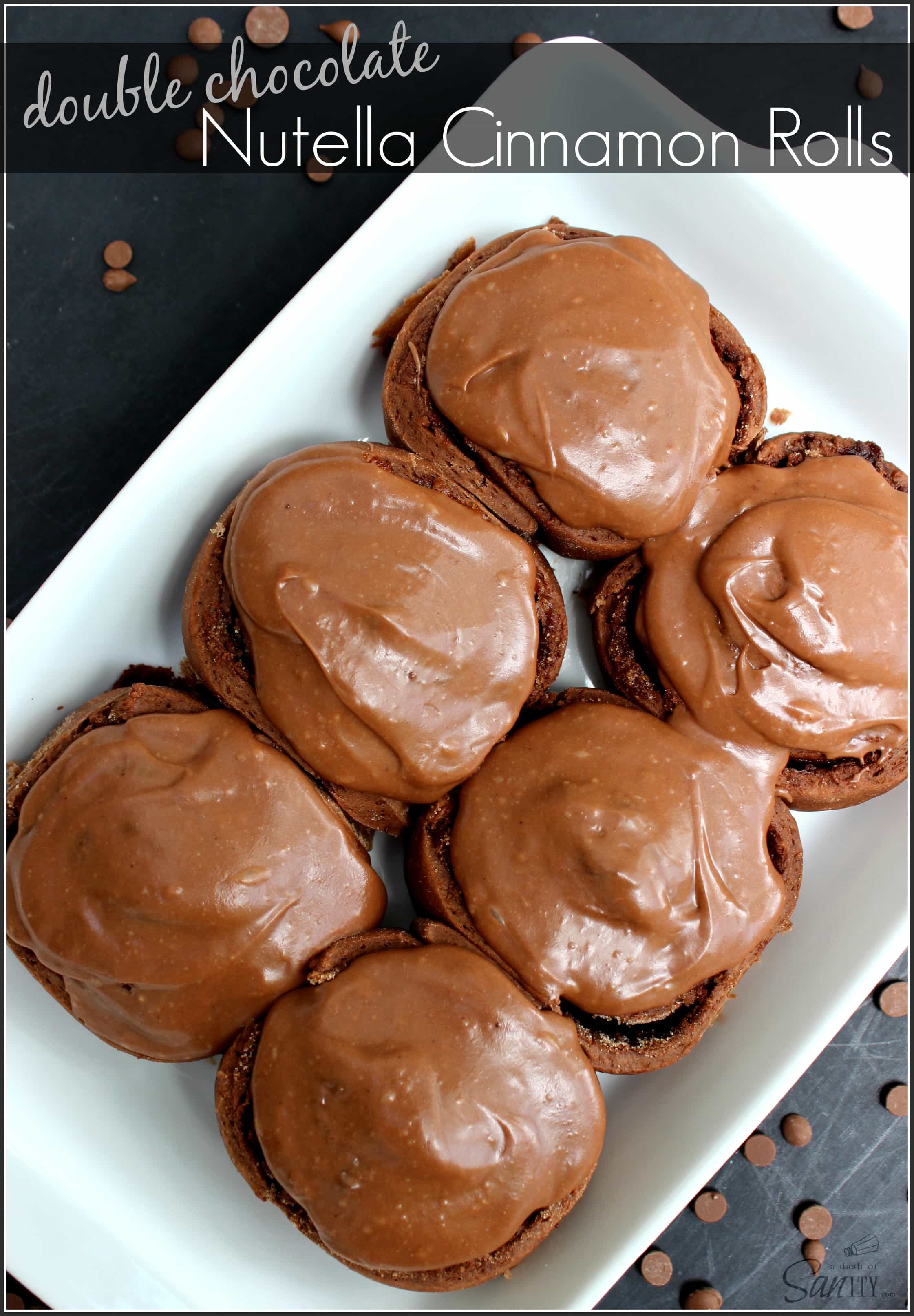 Double Chocolate Nutella Cinnamon Rolls are the best treat ever made. A chocolate sweet roll with a Nutella cinnamon center and fudgey chocolate frosting. Double Chocolate Nutella Cinnamon Rolls