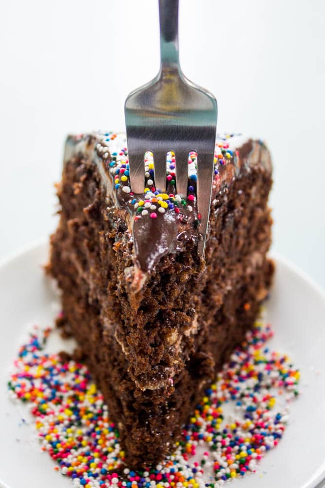 chocolate cake with fork