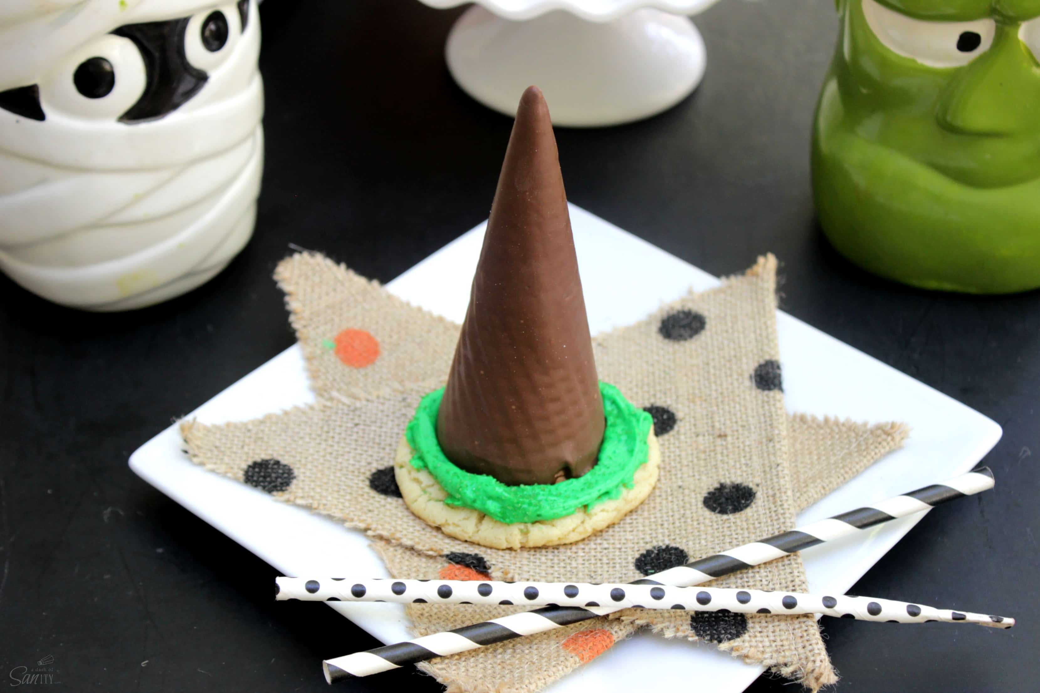 Transform your Halloween party into a "witchy" celebration with these delicious and cute Witch Hat Sugar Cookies. They are so easy and fun to make!