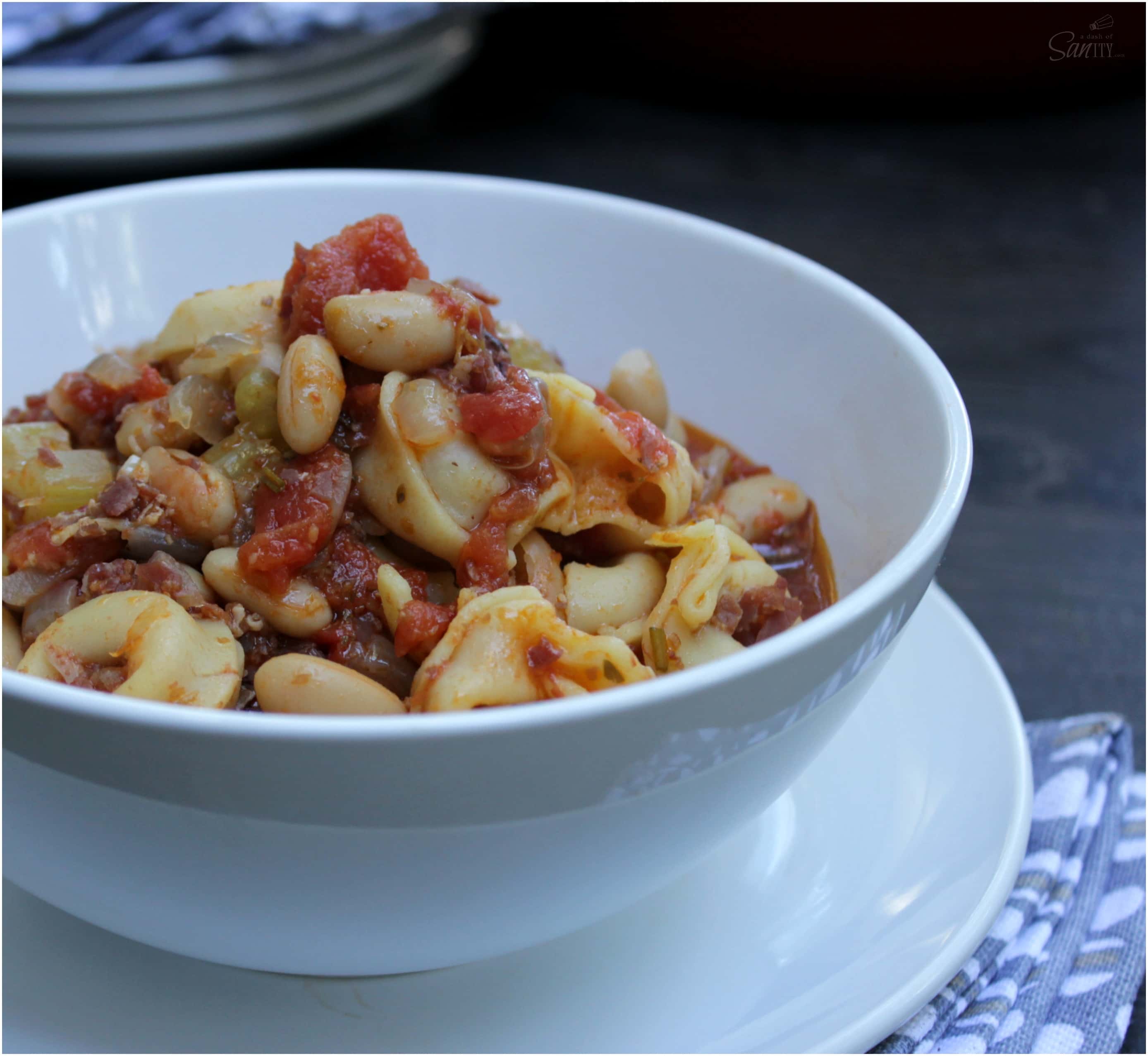 Tortellini Pasta e Fagioli is a hearty rendition of the traditional Italian soup, known for its "pasta and beans". It is so flavorful, yet easy to prepare. Tortellini Pasta e Fagioli
