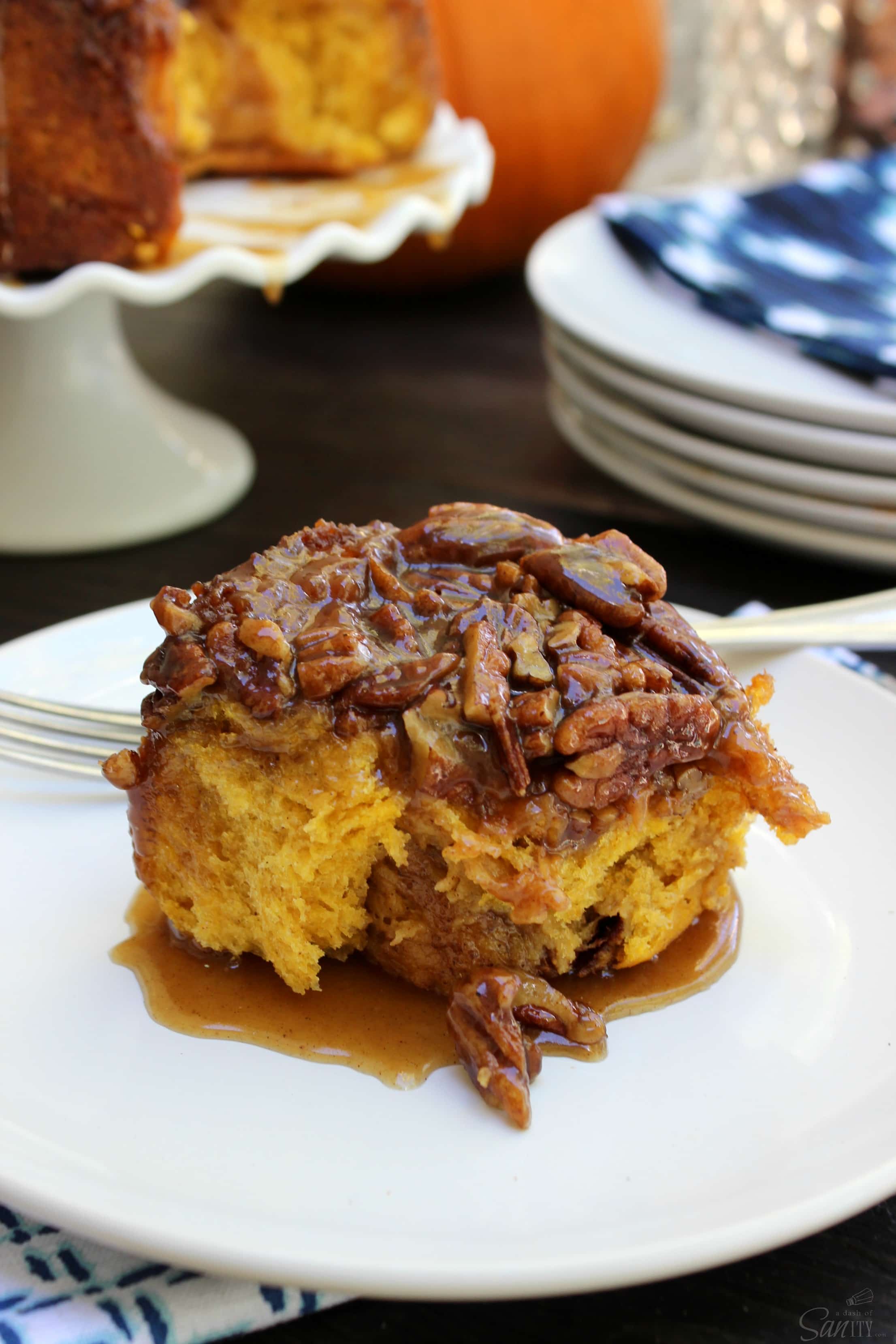one pumpkin caramel pecan roll