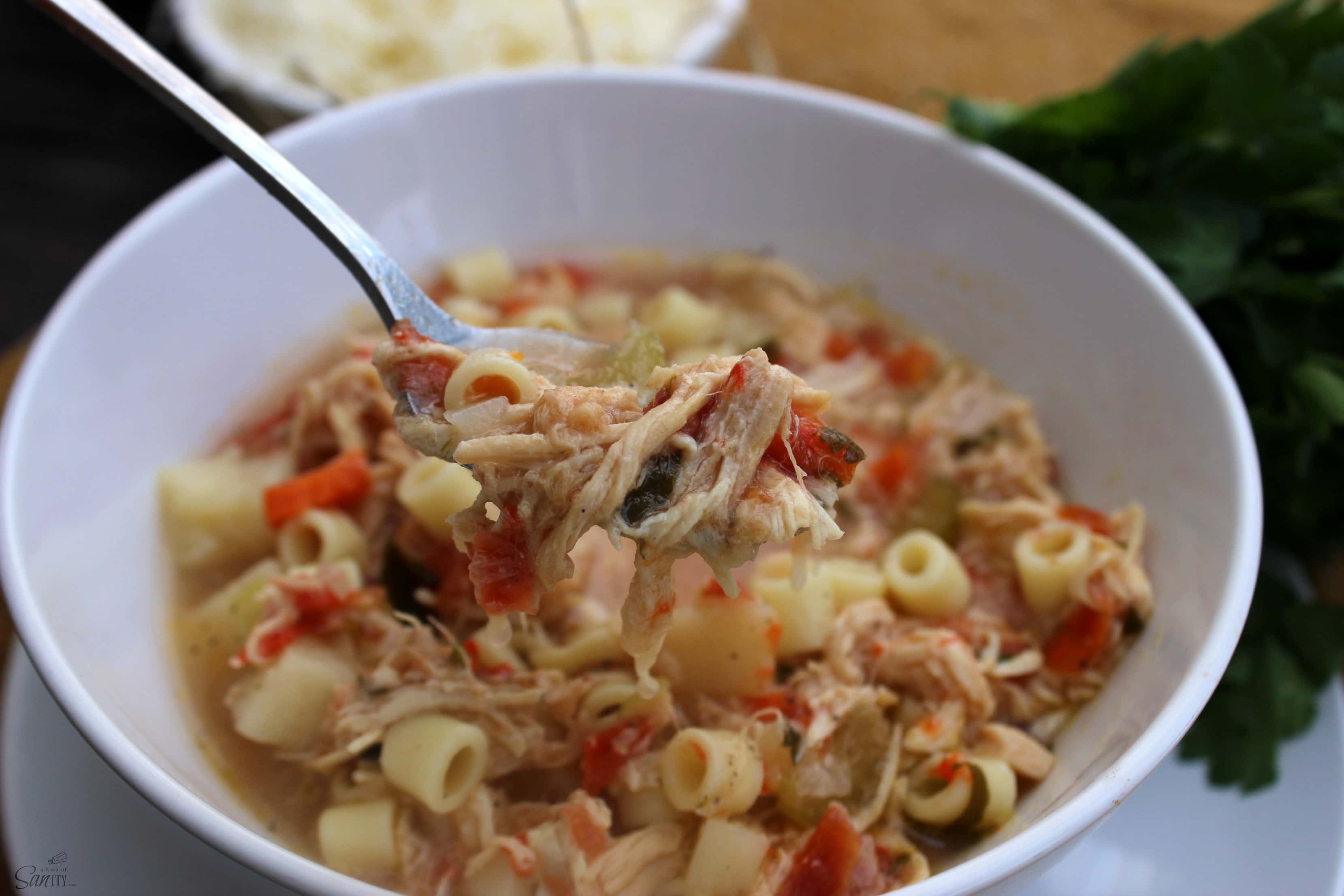 This Slow Cooker Sicilian Chicken Soup cooks all day; with a peppery broth, fresh vegetables, and tender chicken, this is comfort served in a bowl.