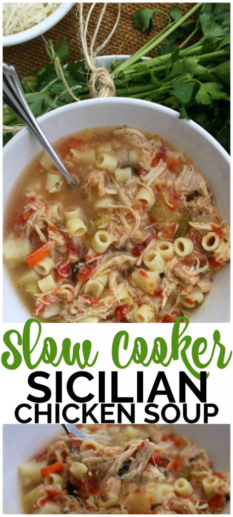 Slow Cooker Sicilian Chicken Soup pinterest image