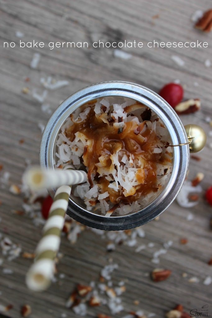 These No Bake German Chocolate Cheesecakes are amazingly delicious, easy to make, and will bring your friends & family a whole lot of cheer. No Bake German Chocolate Cheesecake main