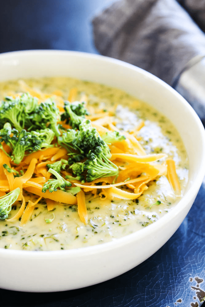 Broccoli Cheese Soup served in a bowl
