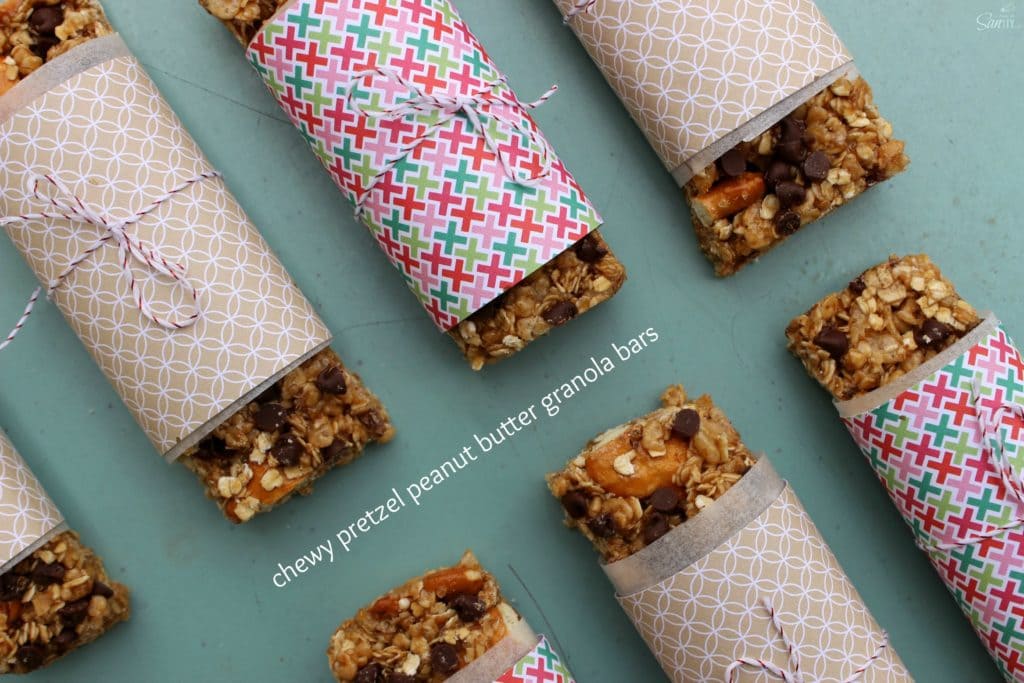 These Chewy Pretzel Peanut Butter Granola Bars are a simple and easy snack to make, prepared in less than 20 minutes. The kids are going to love this snack! 