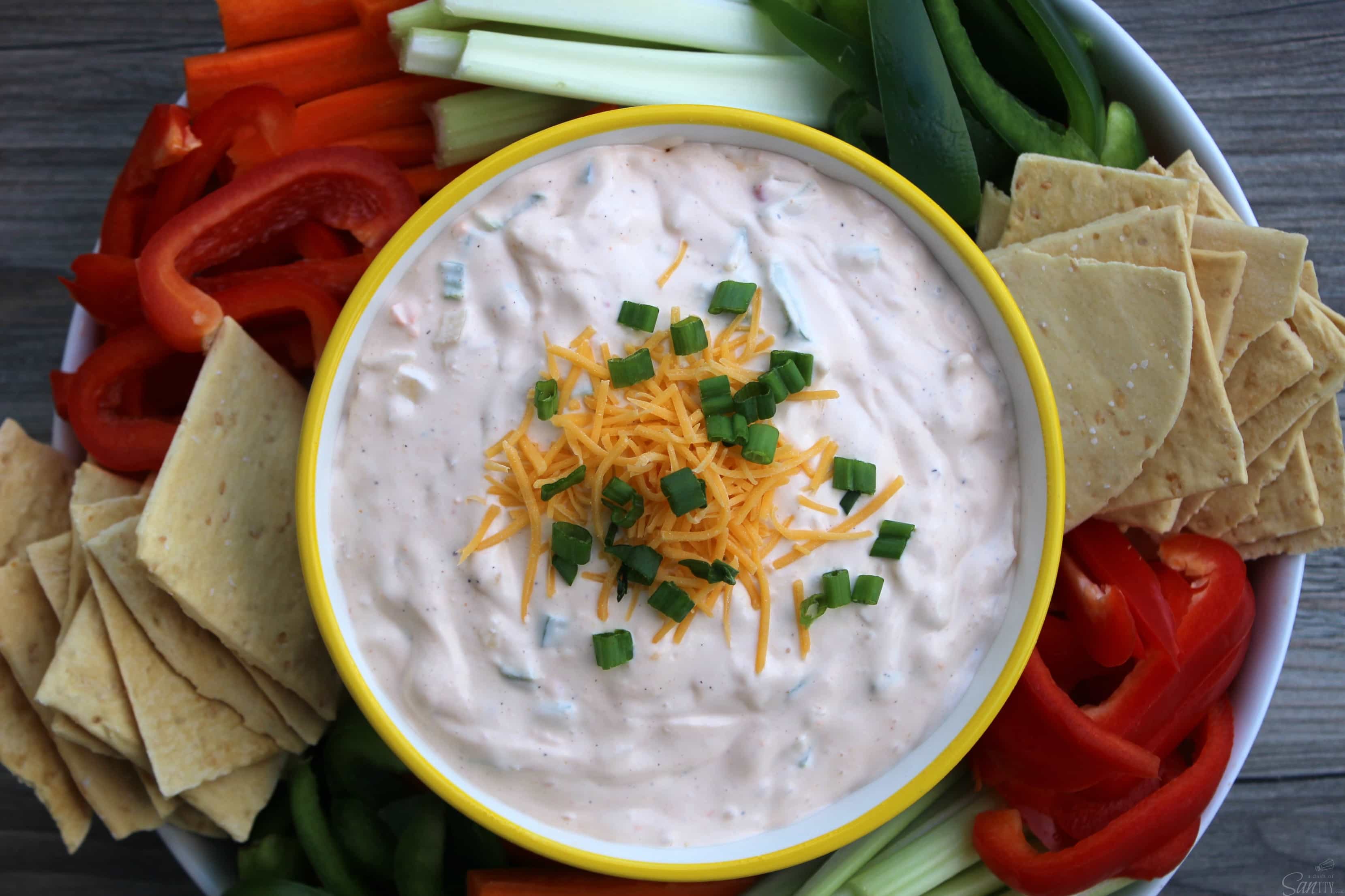 This St. Louis Veggie Dip is the best veggie dip I have ever had. Sorry ranch, move on over! So easy to prepare and delicious with veggies or crackers.