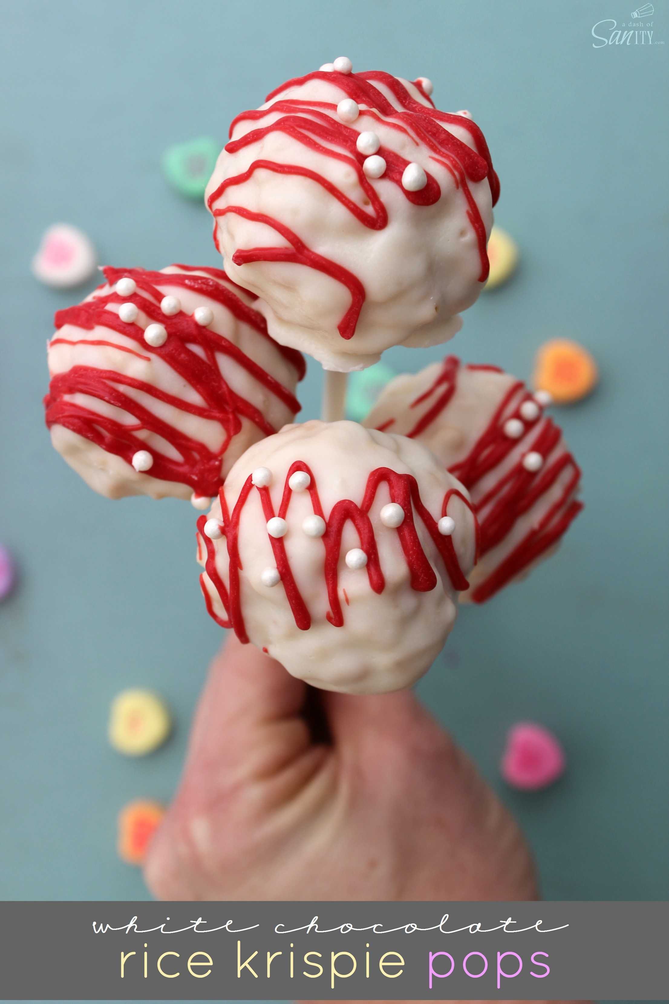 These White Chocolate Rice Krispies Pops are the perfect Valentine’s Day treat or an after school snack hit! Your kids will love to help make these treats. White Chocolate Rice Krispie Pops