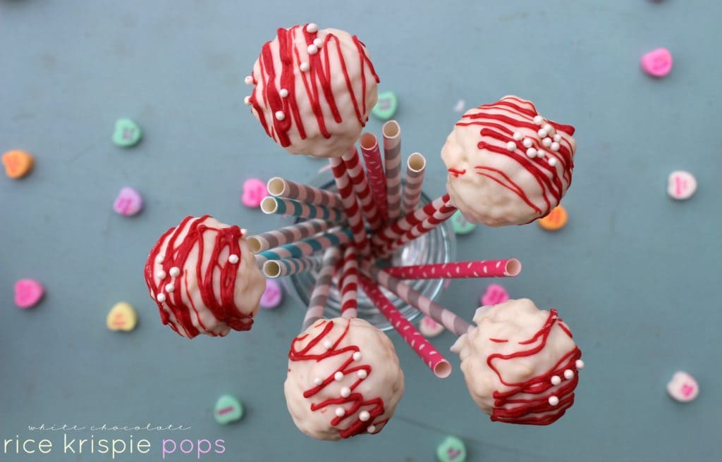 These White Chocolate Rice Krispies Pops are the perfect Valentine’s Day treat or an after school snack hit! Your kids will love to help make these treats. White Chocolate Rice Kripie Pops view