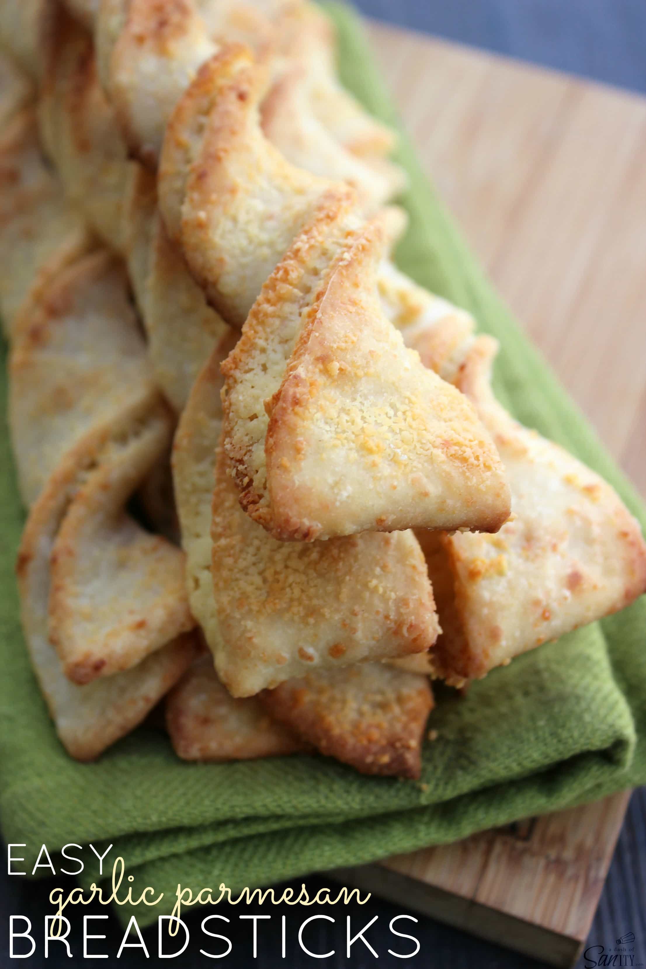 Easy Garlic Parmesan Breadsticks are the perfect complement to any meal. Serve them as is or with a sauce, either way they will become a family favorite! Easy Garlic Parmesan Breadsticks