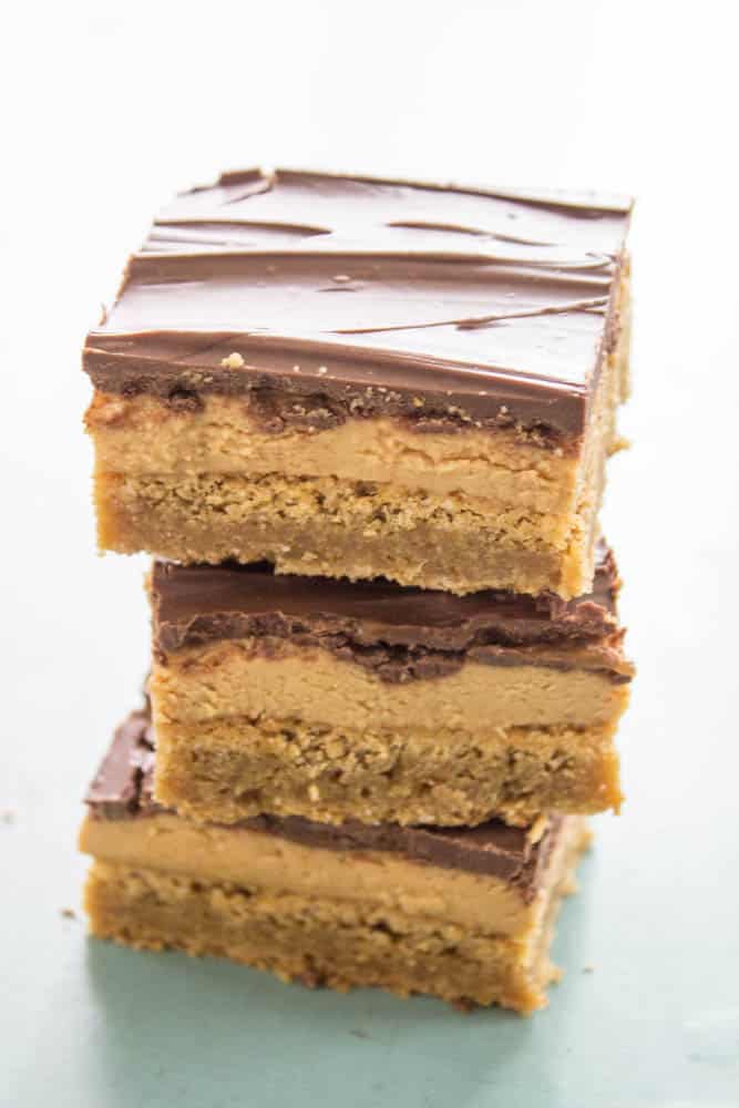 photo of a stack of 3 Tagalong Blondies squares