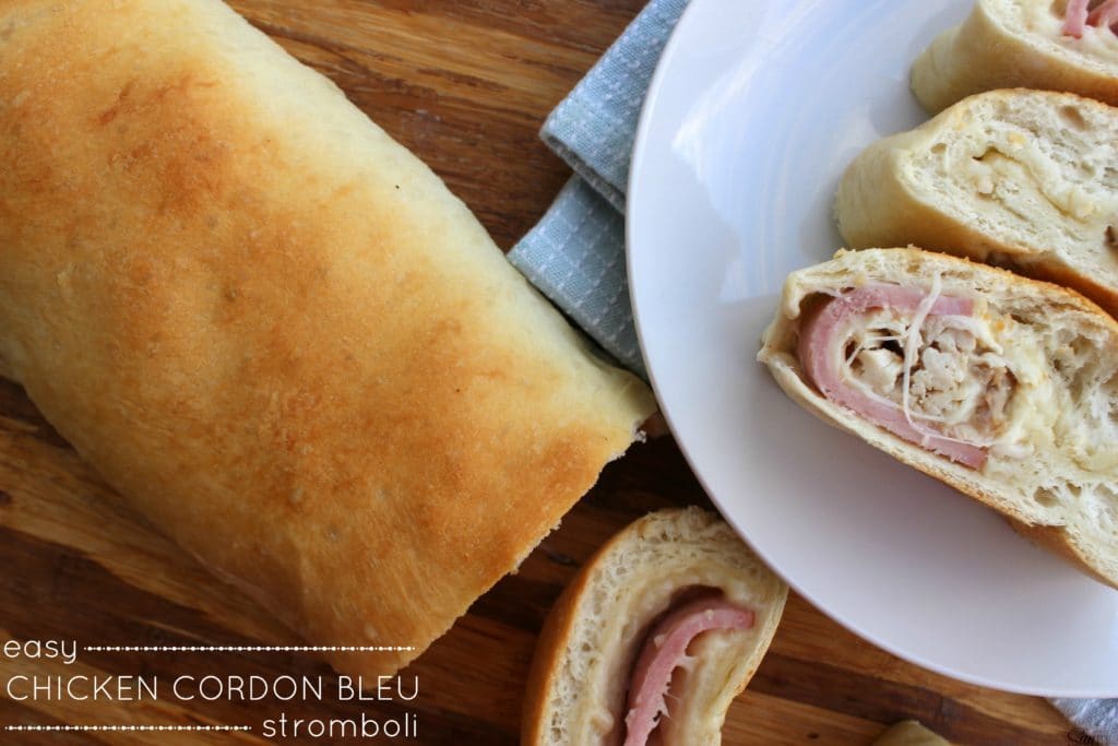 Chicken Cordon Bleu Stromboli is a twist on classic Chicken Cordon Bleu, filled with Swiss cheese, thick slices of Canadian bacon and rotisserie chicken. Chicken Cordon Bleu Stromboli is a twist on classic Chicken Cordon Bleu, filled with Swiss cheese, thick slices of Canadian bacon and rotisserie chicken.