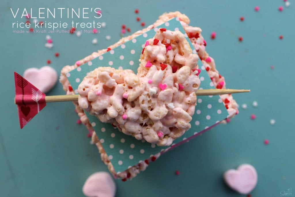 Show someone how much you love with these ooey, chewy & delicious VALENTINE'S RICE KRISPIE TREATS. Easy, delicious and irresistible Valentine’s Day Rice Krispies Treat in a heart shape with a toothpick shaped like an arrow through the center