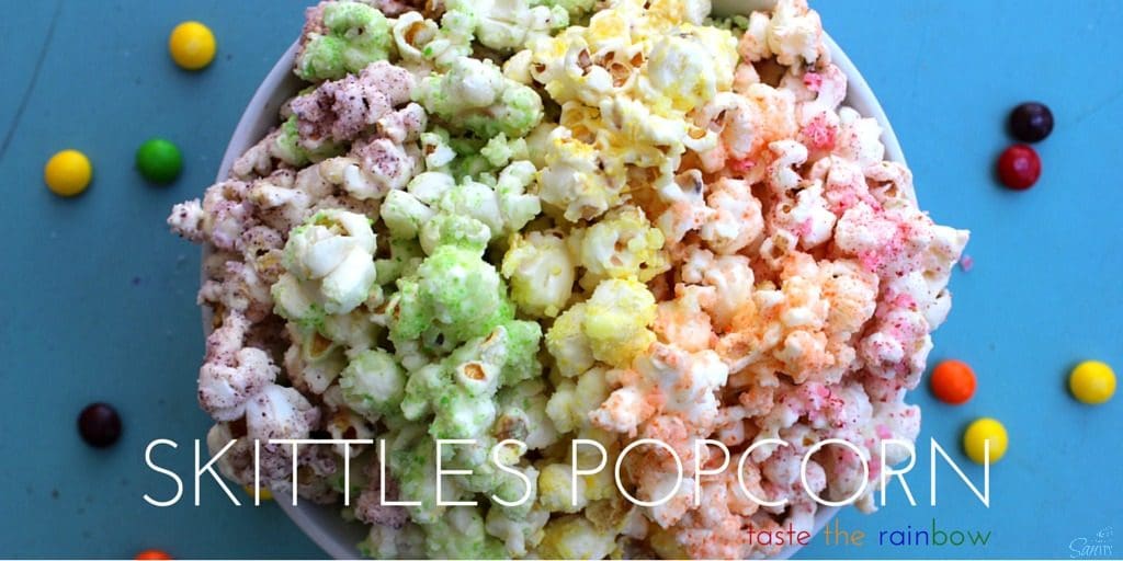 Skittles Popcorn is so easy to make & fun to eat. This enjoyable fruit flavored popcorn will be a fan favorite. Dunk the rainbow, Taste the rainbow. Skittles Popcorn is so easy to make & fun to eat. This enjoyable fruit flavored popcorn will be a fan favorite. Dunk the rainbow, Taste the rainbow.