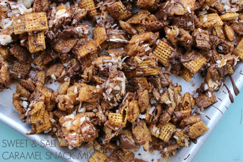 This Sweet & Salty Caramel Snack Mix is made with caramel, SNICKERS®, toasted coconut, chocolate & more caramel. This snack is seriously addicting. Sweet & Salty Caramel Snack Mix view