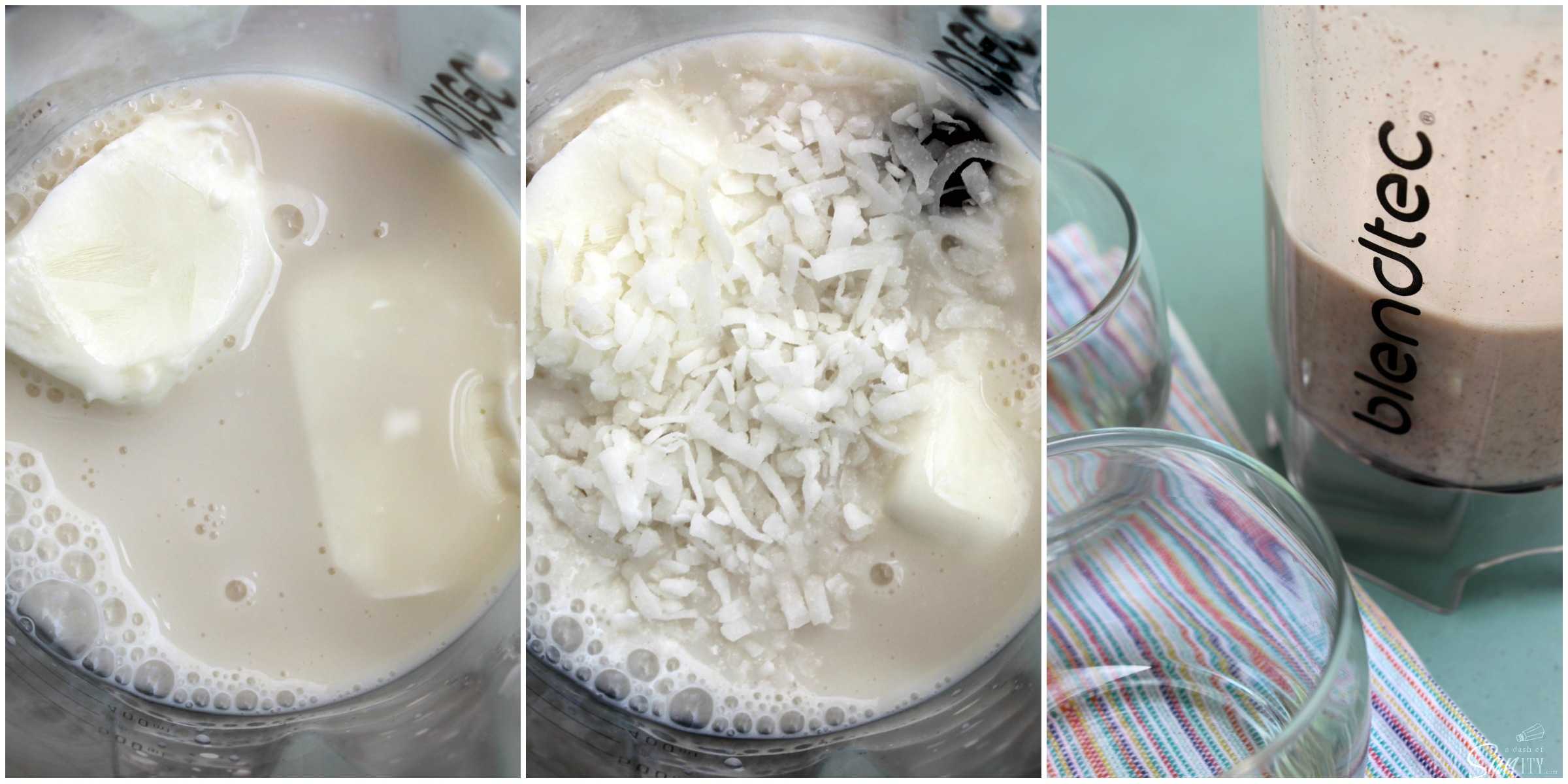 This Almond Joy Smoothie tastes just like the candy bar that it's inspired by. The best part it that it is made with just four simple ingredients.