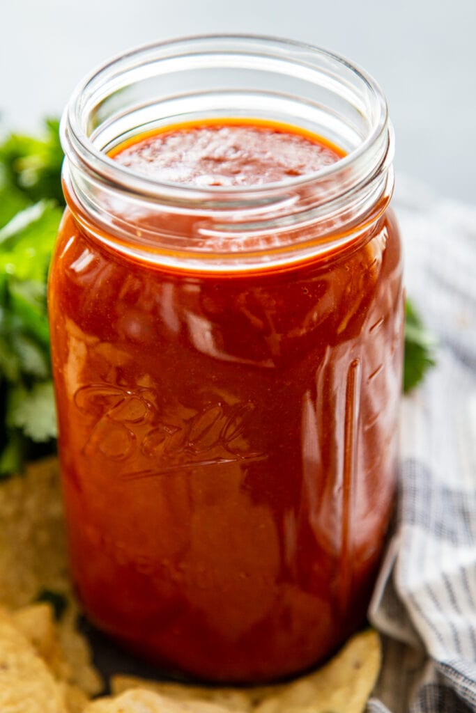 red sauce in mason jar