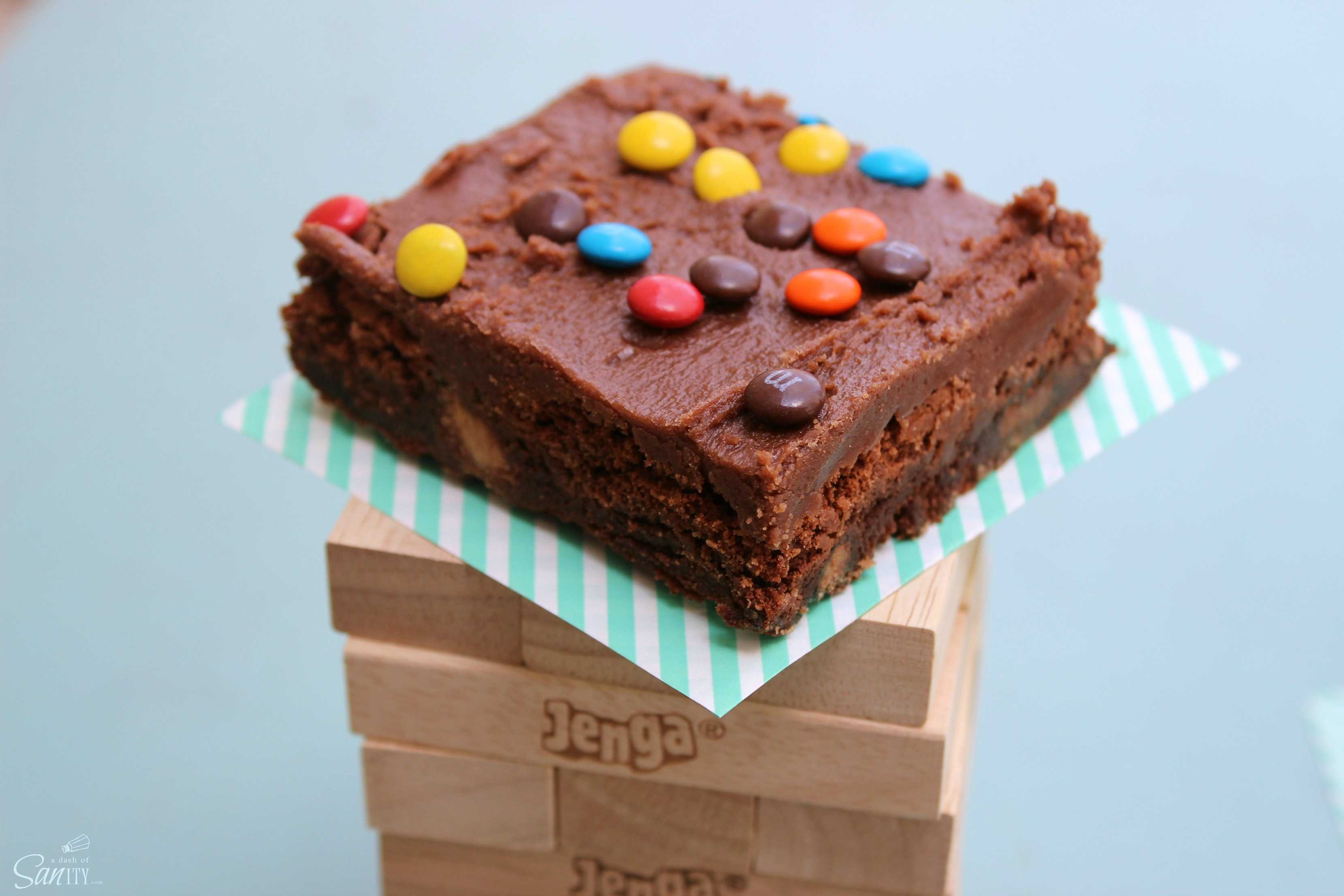 Millionaire Brownies are a double-chocolate brownie loaded with creamy peanut butter and pretzel M&M's®. You get all of your favorite snack treats in one.