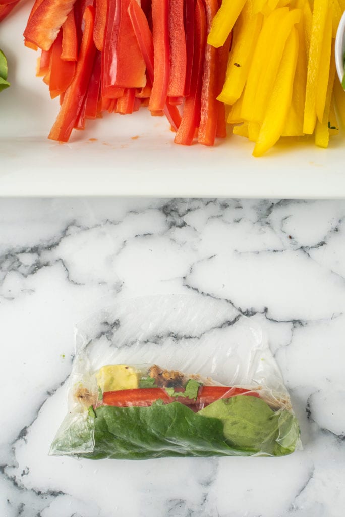 photo showing how to wrap the spring roll