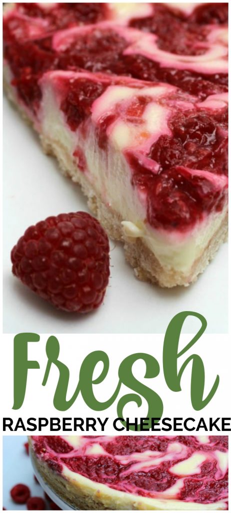     Don’t forget to pin these Fresh Raspberry Cheesecake to your favorite Pinterest board for later. Lightened up Fresh Raspberry Cheesecake is an easy yet delicious recipe, made with low-fat cream cheese, yogurt, and fresh raspberries.
