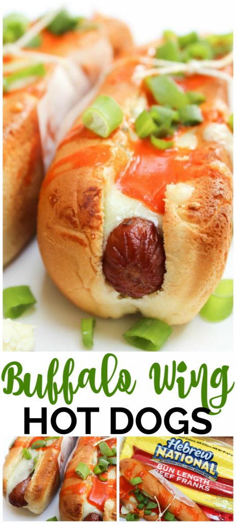 Buffalo Wing Hot Dogs pinterest image