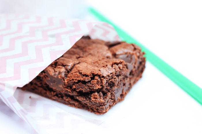 Copycat Starbucks Double Chocolate Brownie in a parchment packet