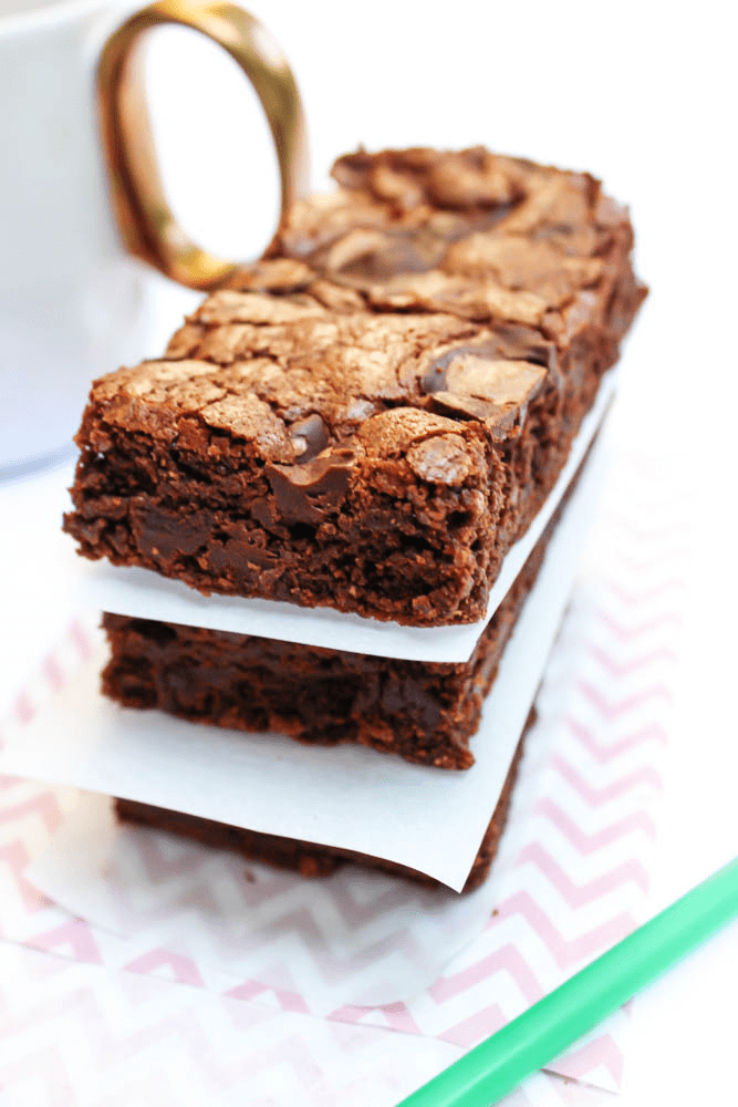 Copycat Starbucks Double Chocolate Brownies in a stack