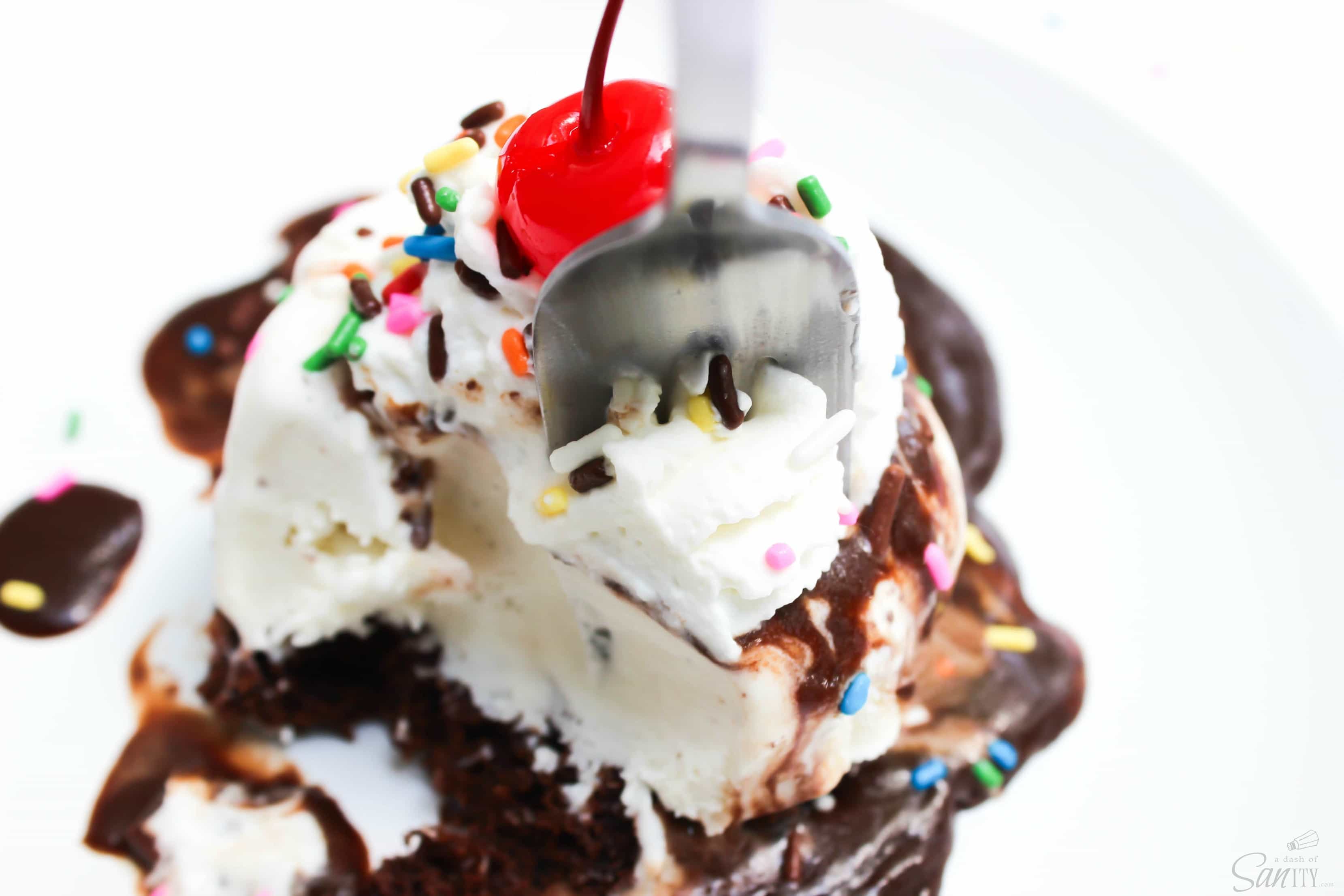 Try these Mini Brownie Ice Cream Sundae Cakes with rich brownies, vanilla bean ice cream, homemade hot fudge, finished with whipped cream and cherry on top. Try these Mini Brownie Ice Cream Sundae Cakes with rich brownies, vanilla bean ice cream, homemade hot fudge, finished with whipped cream and cherry on top.
