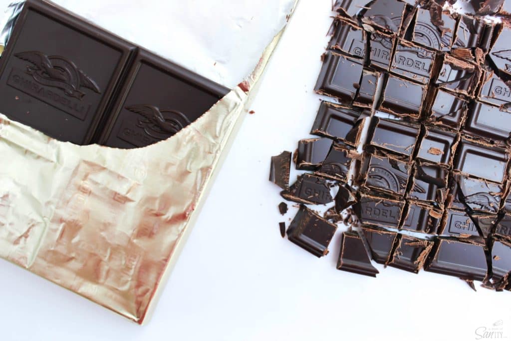 Cut up ghirardelli baking bar