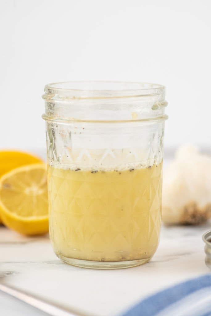 photo of the vinaigrette in a jar